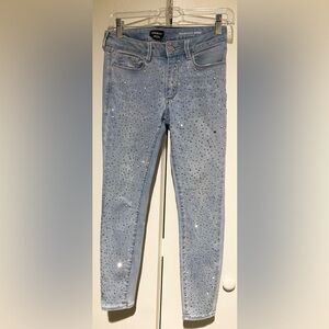 bebe Embellished Heartbreaker Skinny Jeans with Rhinestone Accents